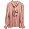 Washable Silk Scarf Shirt with Bow for Girls