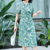 Sustainable Silk Wrap Dress Elegant Short Sleeve Silk Dress