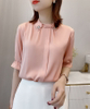 Designer Silk Collared Short Sleeve Shirt /Silk blouse