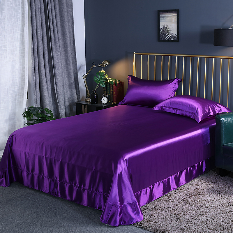 High Quality Luxury 100 Mulberry Silk Purple Bed Sheets