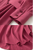Long Sleeve Elegant Silk Shirt Dress in Wine Red