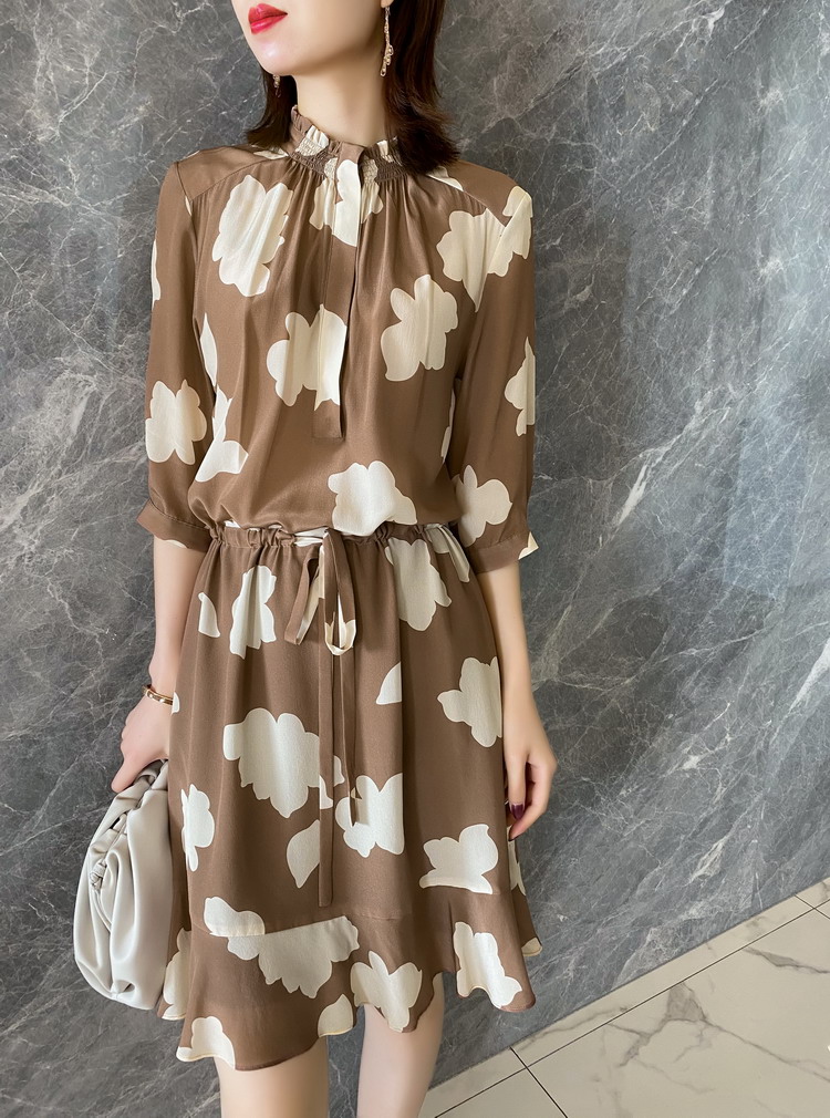 Mulberry Silk Midi Dress with Sleeves