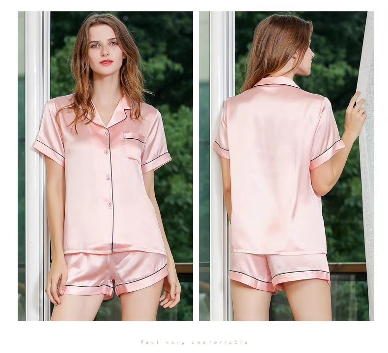 Womens Designer Luxury Silk Short Sleeve Pyjamas Ladies Uk